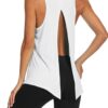 Bestisun Workout Tops Open Back Shirts Gym Athletic Clothes Tie Back Musle Tank for Women