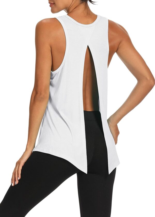 Bestisun Workout Tops Open Back Shirts Gym Athletic Clothes Tie Back Musle Tank for Women