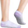 YUEDGE Yoga Pilates Socks for Women Size 6-11, Non Slip Breathable Cushioned White Cotton Ankle Grip Socks