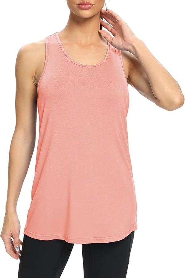 Bestisun Workout Yoga Athletic Shirts Racerback Long Tank Tops Loose fit for Women
