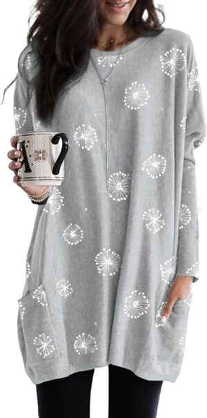 Dokotoo Womens 2025 Spring Outfits Casual Long Sleeve Shirts Lightweight Sweatshirts Fashion Tunic Tops with Pockets
