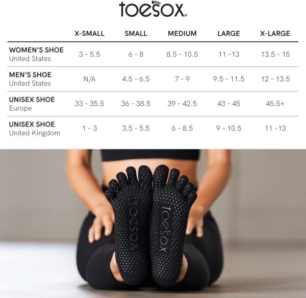 toesox Women’s Elle Full Toe Grip Socks – Non-Slip Pilates Socks, Barre & Yoga Socks with Grips, Ballet Toe Socks