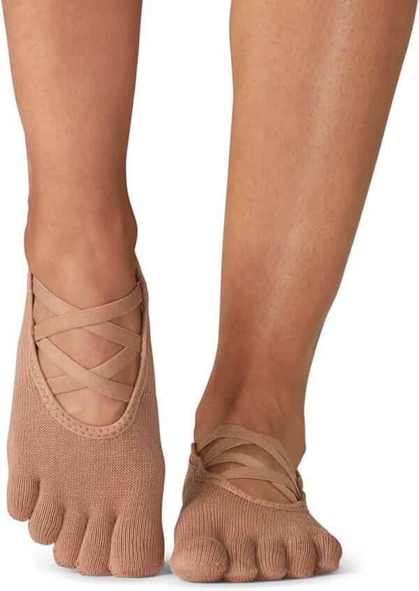 toesox Women’s Elle Full Toe Grip Socks – Non-Slip Pilates Socks, Barre & Yoga Socks with Grips, Ballet Toe Socks