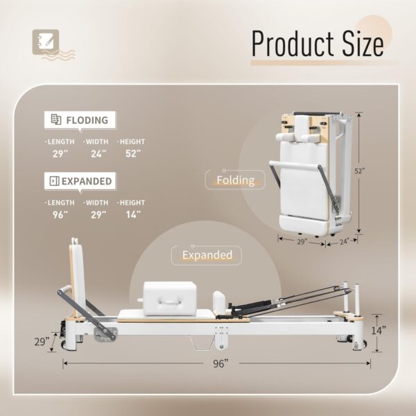 Pilates Reformer Machine, Aluminum Foldable Pilates Machine,Pilates Fitness Equipment for Home and Studio