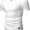 JMIERR Mens Muscle Slim T Shirt V-Neck Longline Henley Shirt Gym Workout Athletic Tee Shirts
