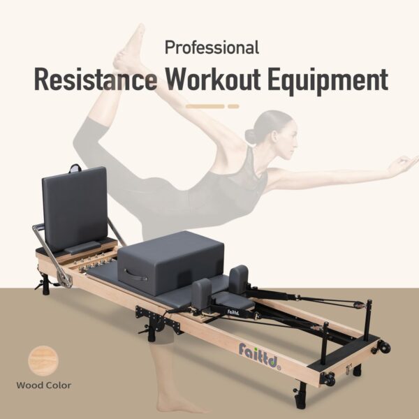 Foldable Pilates Reformer & Equipment - Pilates Reformer Workout Machine for Home Gym with Reformer Accessories, Reformer Box, Padded Jump Board - Up to 300 lbs Weight Capacity（Dark Gray）
