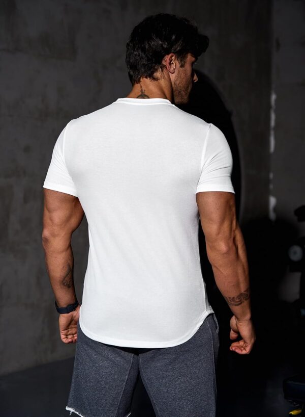 JMIERR Mens Muscle Slim T Shirt V-Neck Longline Henley Shirt Gym Workout Athletic Tee Shirts
