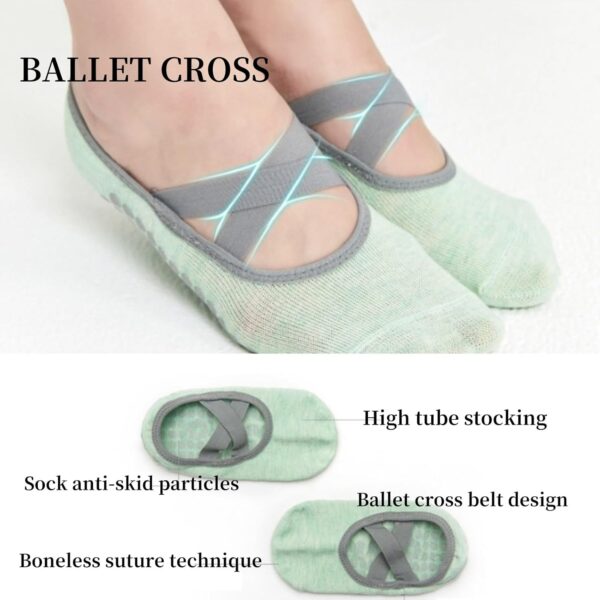4 Pairs Yoga Socks for Women Non-Slip Grips & Straps,Ideal for Pilates, Pure Barre, Ballet,Dance,Barefoot
