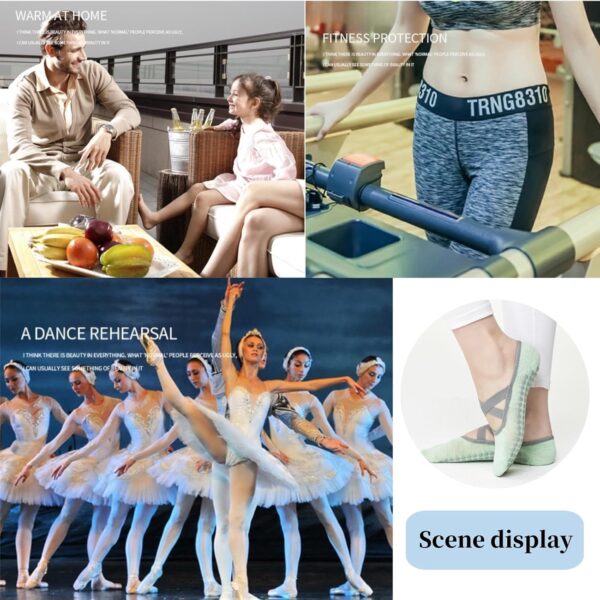 4 Pairs Yoga Socks for Women Non-Slip Grips & Straps,Ideal for Pilates, Pure Barre, Ballet,Dance,Barefoot