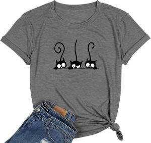 NIUBIA Women's T Shirts Summer Tops Simple Heart Graphic Shirts Sayings Short Sleeve Vacation Casual Blouse Thankful Tee