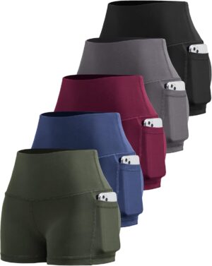 LZYVOO Biker Spandex Shorts Women, High Waisted Tummy Control Workout Yoga Shorts with Pockets