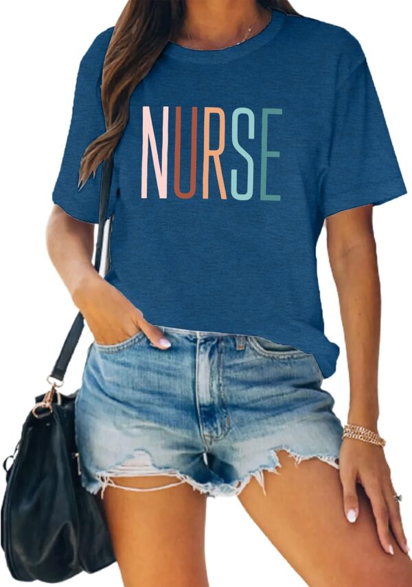 MAIHUN Women Nurse Life Shirt Nurse Letter Print Tee Tops Nurse Day Gifts Shirts Inspirational Short Sleeve