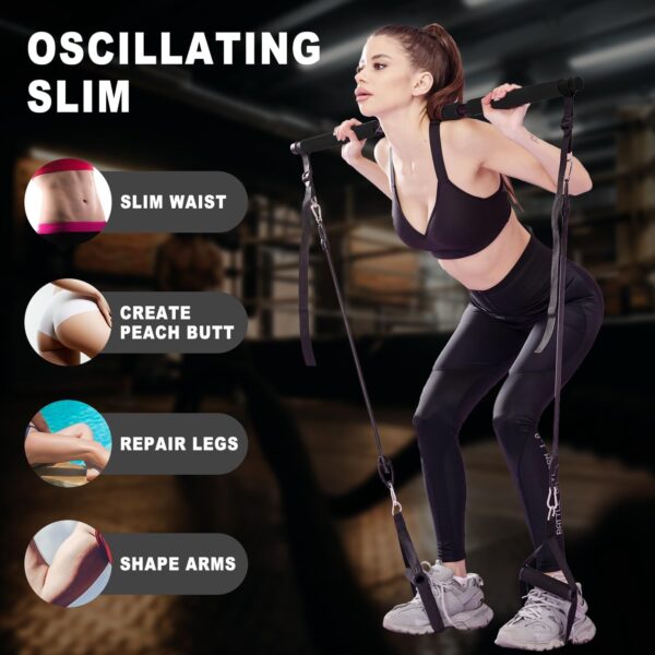 Ultimate Pilates bar kit.Multiple Fitness bar with Resistance Bands, Ab Rollers. Core Strength Training Equipment. Squat Machine for Men and Women. Portable Home Gym