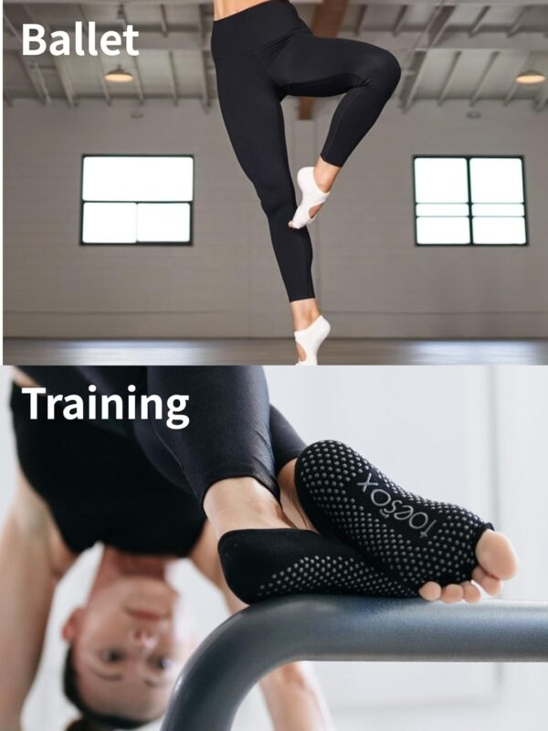 toesox Women’s Elle Half Toe Grip Socks – Non-Slip Pilates Socks with Grips for Women, Yoga Socks, Barre Socks