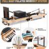 Foldable Pilates Reformer & Equipment - Pilates Reformer Workout Machine for Home Gym with Reformer Accessories, Reformer Box, Padded Jump Board - Up to 300 lbs Weight Capacity（Dark Gray）