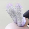 YUEDGE Yoga Pilates Socks for Women Size 6-11, Non Slip Breathable Cushioned White Cotton Ankle Grip Socks