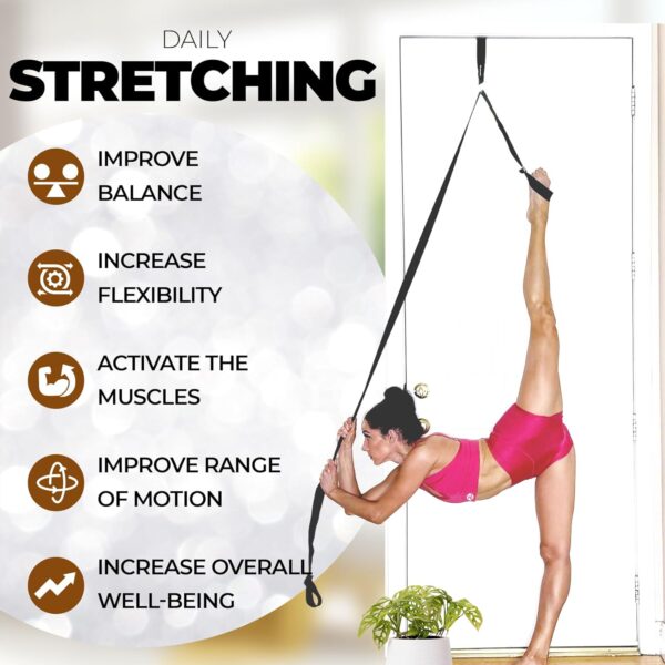 Pilates Stretching Strap with Door Anchor - Flexibility Equipment for Pilates Practitioners - Ideal for Improving Leg Flexibility, Core Stability, and Posture Alignment at Home