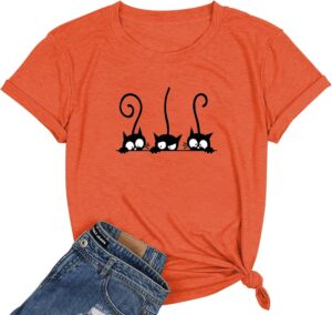 NIUBIA Women's T Shirts Summer Tops Simple Heart Graphic Shirts Sayings Short Sleeve Vacation Casual Blouse Thankful Tee