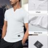 JMIERR Mens Muscle Slim T Shirt V-Neck Longline Henley Shirt Gym Workout Athletic Tee Shirts