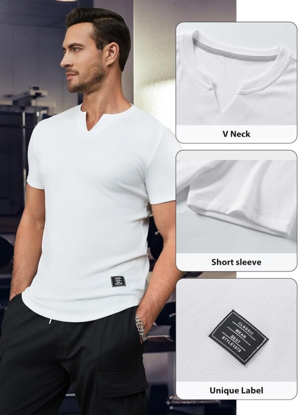JMIERR Mens Muscle Slim T Shirt V-Neck Longline Henley Shirt Gym Workout Athletic Tee Shirts