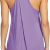 Bestisun Workout Yoga Athletic Shirts Racerback Long Tank Tops Loose fit for Women