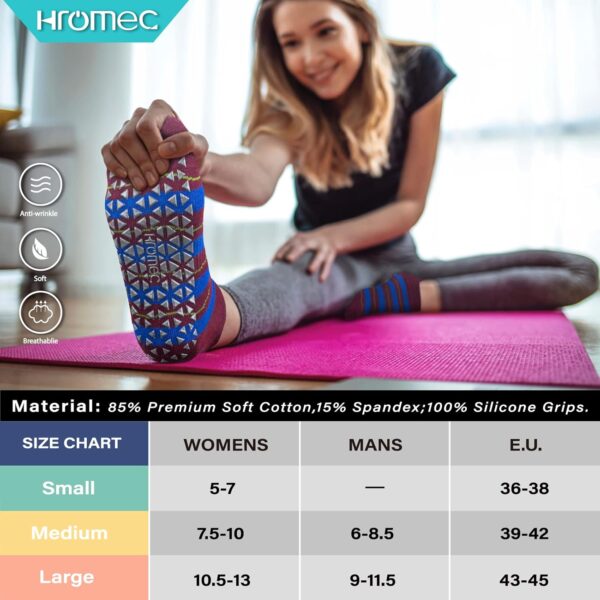 Non Slip Yoga Socks with Grips for Pilates, Ballet, Barre, Barefoot, Hospital Anti Skid Socks for Women and Men