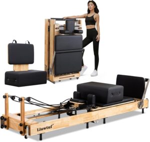 Pilates Reformer Machine,Pilates Equipment,Pilates Reformers,Portable Pilates Reformer,Home Pilates Reformer, Durable and Quiet, Pilates Equipment（Wood）