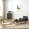 Pilates Reformer, PAETA Wooden Foldable Pilates Reformer Machine with Springs, Pilates Machines for Home Use and Studio, Pilates Equipment with Sitting Box, Jump Board and Accessories