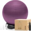 EasyBalance Exercise Ball, Yoga Ball, with Base & Pump Set, 65cm, Amethyst Purple