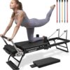 SENDIAN Foldable Pilates Equipment for Home Workouts,Pilates Reformer Machine for Home and Gym, Pilates Exercise Equipment with Jump Board, Additional 5 Color Cords