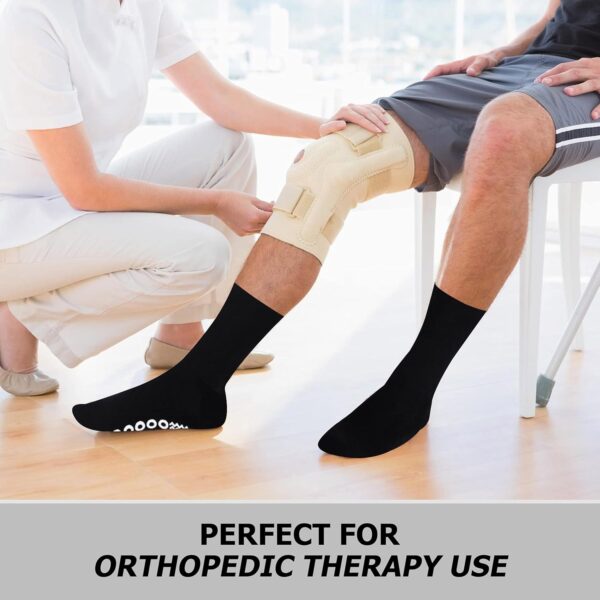 JSPA Non Skid Crew Socks, Anti Slip Socks for Barre Yoga Pilates Maternity Pregnancy Hospital Men Women Bariatric Extra Wide Slipper Socks for People with Swollen feet Diabetes & Edema 4 Pairs Black