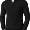 COOFANDY Men's Quarter Zip Up Sweaters Slim Fit Lightweight Mock Neck Pullover Casual Polo Sweaters