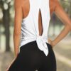 Bestisun Workout Tops Open Back Shirts Gym Athletic Clothes Tie Back Musle Tank for Women