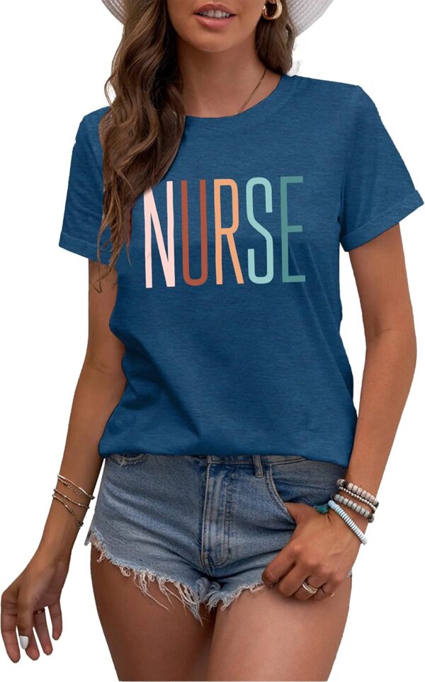 MAIHUN Women Nurse Life Shirt Nurse Letter Print Tee Tops Nurse Day Gifts Shirts Inspirational Short Sleeve