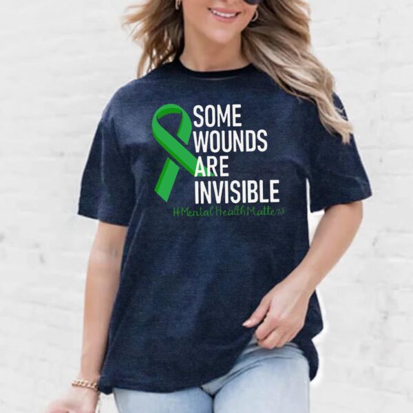 Womens Mental Health Matters Shirts Green Ribbon Awareness T-Shirt Inspirational Tee Top