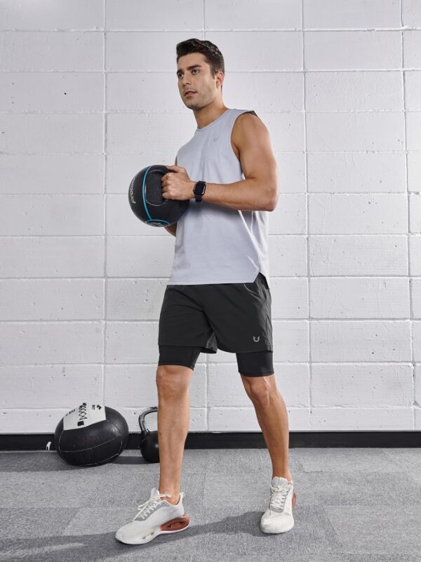 NORTHYARD Men's Workout Shorts 2 in 1 with Zipper Pockets Gym Running Athletic Shorts for Men