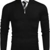 COOFANDY Men's Quarter Zip Up Sweaters Slim Fit Lightweight Mock Neck Pullover Casual Polo Sweaters