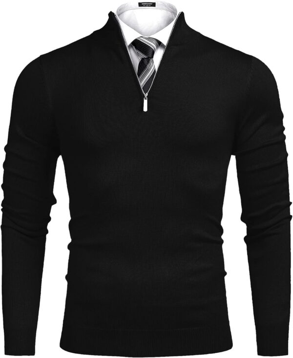 COOFANDY Men's Quarter Zip Up Sweaters Slim Fit Lightweight Mock Neck Pullover Casual Polo Sweaters