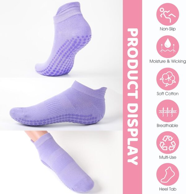 AURUZA Grip Socks for Women Men Pilates Grip Socks Non Slip Yoga Sock with Grips for Barre Barefoot Hospital Grippy Sock