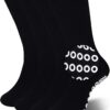 JSPA Non Skid Crew Socks, Anti Slip Socks for Barre Yoga Pilates Maternity Pregnancy Hospital Men Women Bariatric Extra Wide Slipper Socks for People with Swollen feet Diabetes & Edema 4 Pairs Black