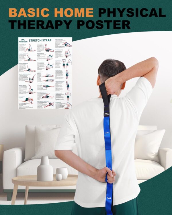 Trideer Stretching Strap for Physical Therapy, Non-Elastic Yoga Strap with 10 Loops, Durable Nylon Stretch Bands for Exercise, Pilates, Gymnastics, Leg Stretcher with Training Manual and Poster