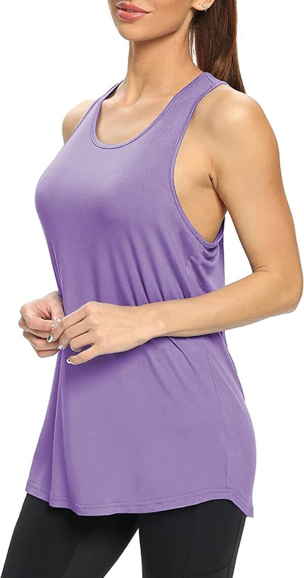 Bestisun Workout Yoga Athletic Shirts Racerback Long Tank Tops Loose fit for Women