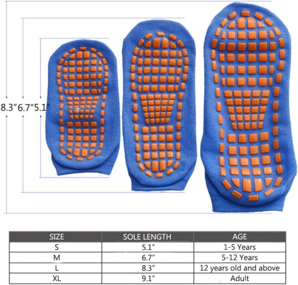 Ehdching 7/12 Pairs Pilate Anti Skid Trampoline Socks with Grips Non Slip Cotton Floor Yoga Socks for Kids/Men/Women
