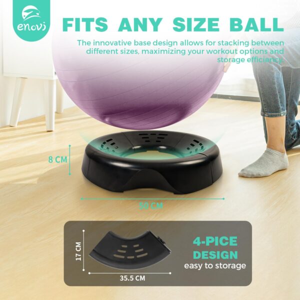 EasyBalance Exercise Ball, Yoga Ball, with Base & Pump Set, 65cm, Amethyst Purple