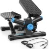 Steppers for Exercise at Home, Twist Stepper with 350LBS Loading Capacity, Mini Stepper with Resistance Bands, Hydraulic Fitness Stair Stepper for Home with LCD Monitor