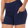 THE GYM PEOPLE High Waist Yoga Shorts for Women's Tummy Control Fitness Athletic Workout Running Shorts with Deep Pockets