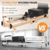 Pilates Reformer, PAETA Wooden Foldable Pilates Reformer Machine with Springs, Pilates Machines for Home Use and Studio, Pilates Equipment with Sitting Box, Jump Board and Accessories