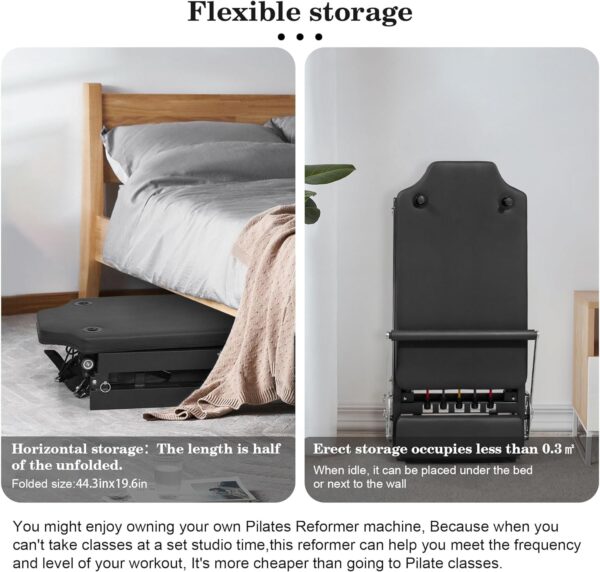 SENDIAN Foldable Pilates Equipment for Home Workouts,Pilates Reformer Machine for Home and Gym, Pilates Exercise Equipment with Jump Board, Additional 5 Color Cords