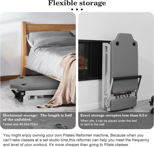 SENDIAN Foldable Pilates Equipment for Home Workouts,Pilates Reformer Machine for Home and Gym, Pilates Exercise Equipment with Jump Board, Additional 5 Color Cords