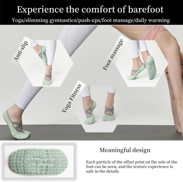 4 Pairs Yoga Socks for Women Non-Slip Grips & Straps,Ideal for Pilates, Pure Barre, Ballet,Dance,Barefoot